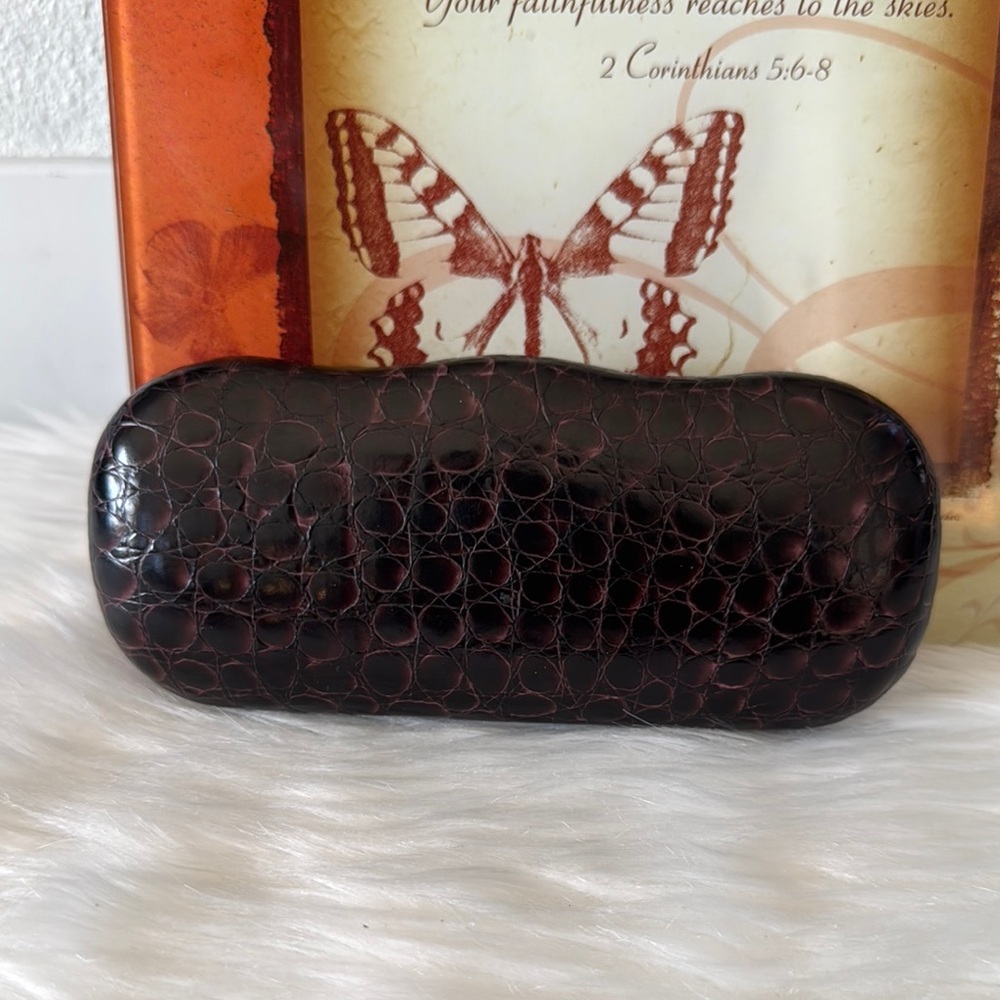 Brown Crocodile Pattern Eyeglass Case - image 6